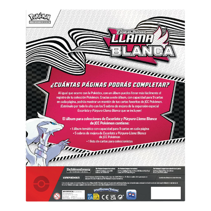 Parte trasera del Álbum Pokémon Llama Blanca para coleccionistas Pokémon TCG