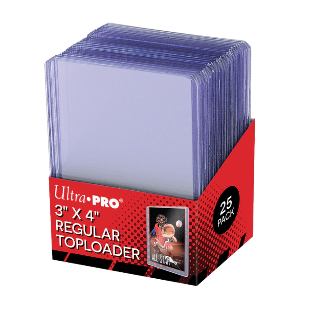 Pack de 25 Toploaders Ultra PRO 3 x 4 pulgadas para proteger cartas de tamaño estándar como Pokémon, Magic, One Piece, Lorcana y Yu-Gi-Oh!.